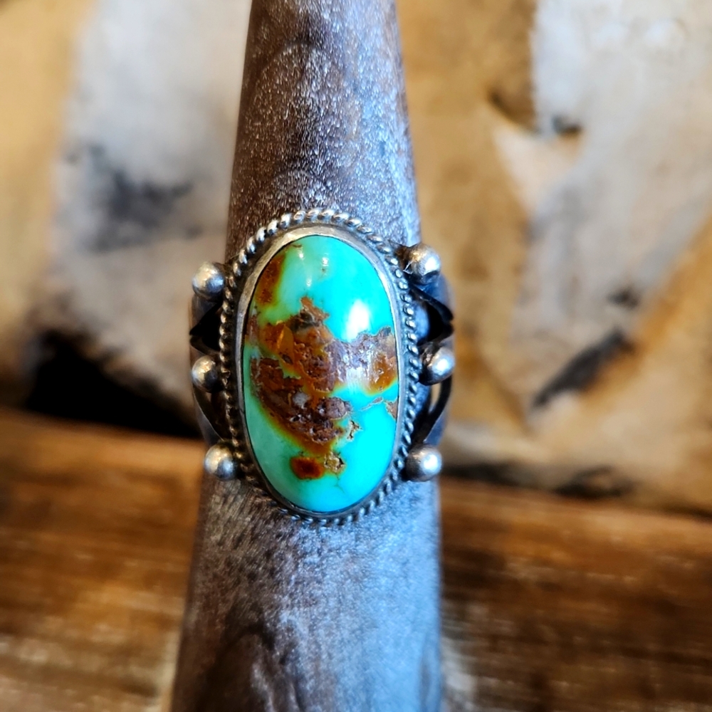 Handmade Native Turquoise Ring In Silver